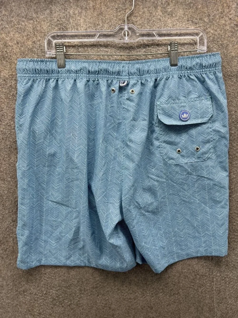 Peter Millar Swim Trunks Mens Large Blue Chevron Mesh Lined Seaside Quick Dry
